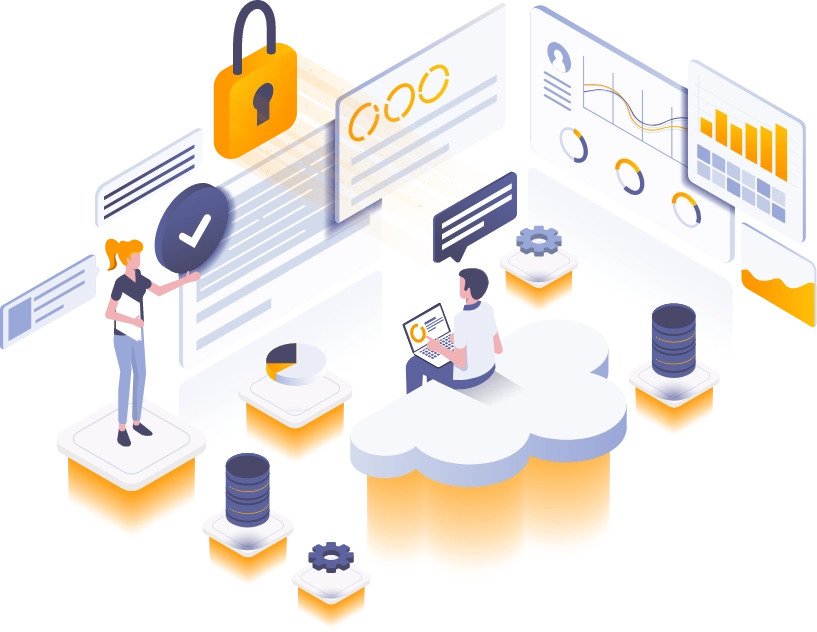 Cloud and DevOps engineering team illustration